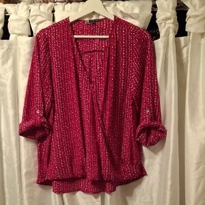 West Kei Pink & White Patterned Blouse Lg